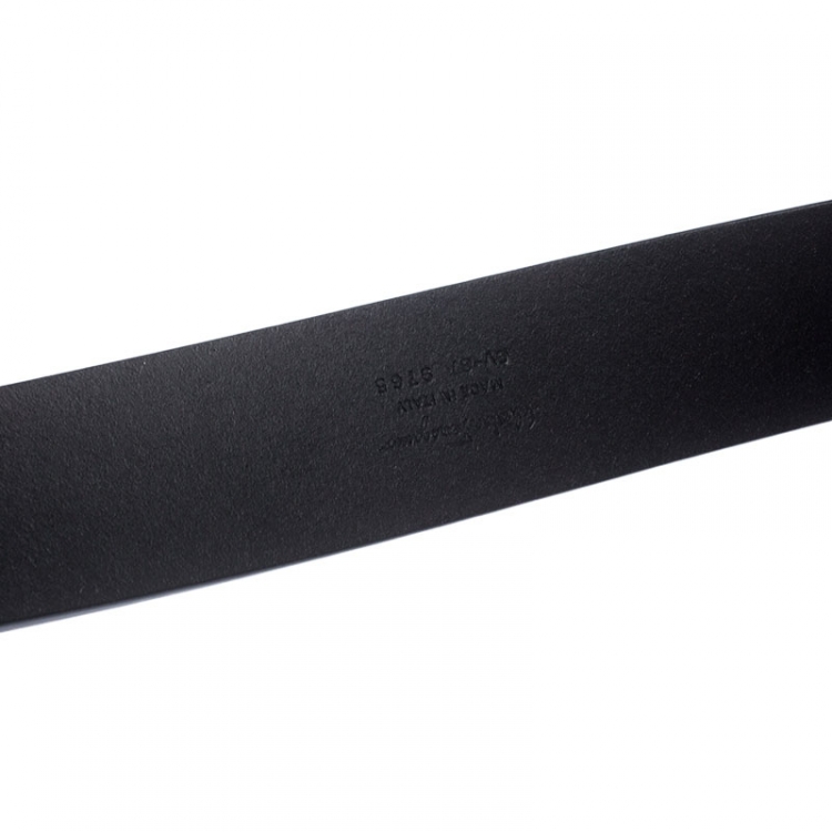Pre Owned Salvatore Ferragamo Black Leather Gancini Belt 115cm
