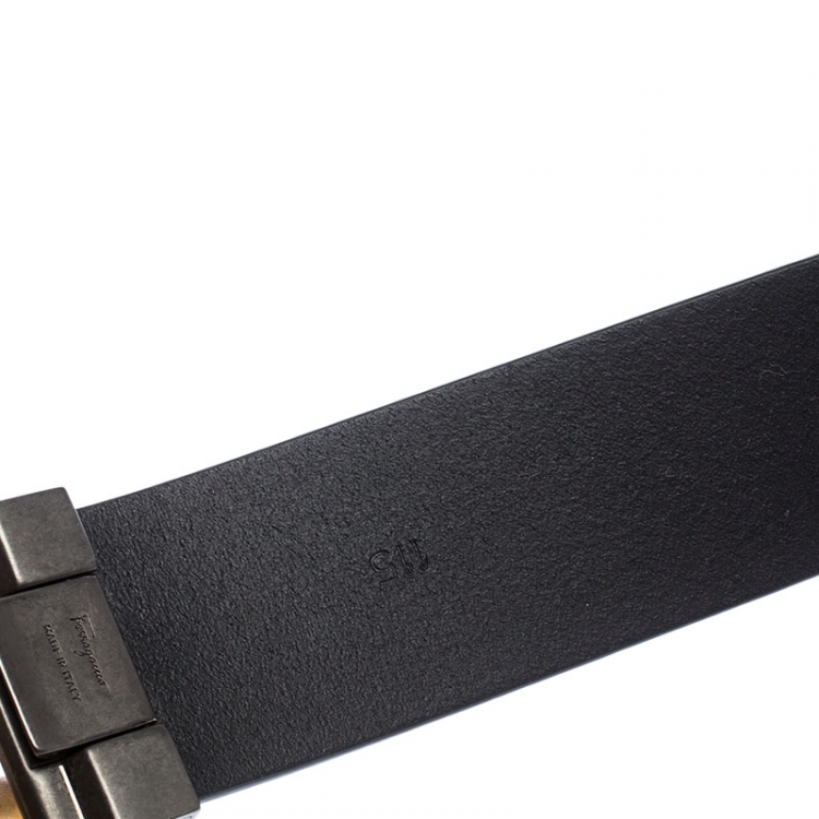 Pre Owned Salvatore Ferragamo Black Leather Gancini Belt 115cm