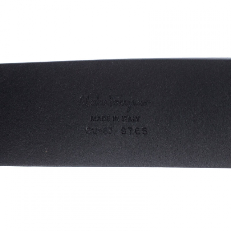 Pre Owned Salvatore Ferragamo Black Leather Gancini Belt 115cm