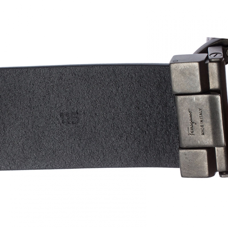 Pre Owned Salvatore Ferragamo Black Leather Gancini Belt 115cm