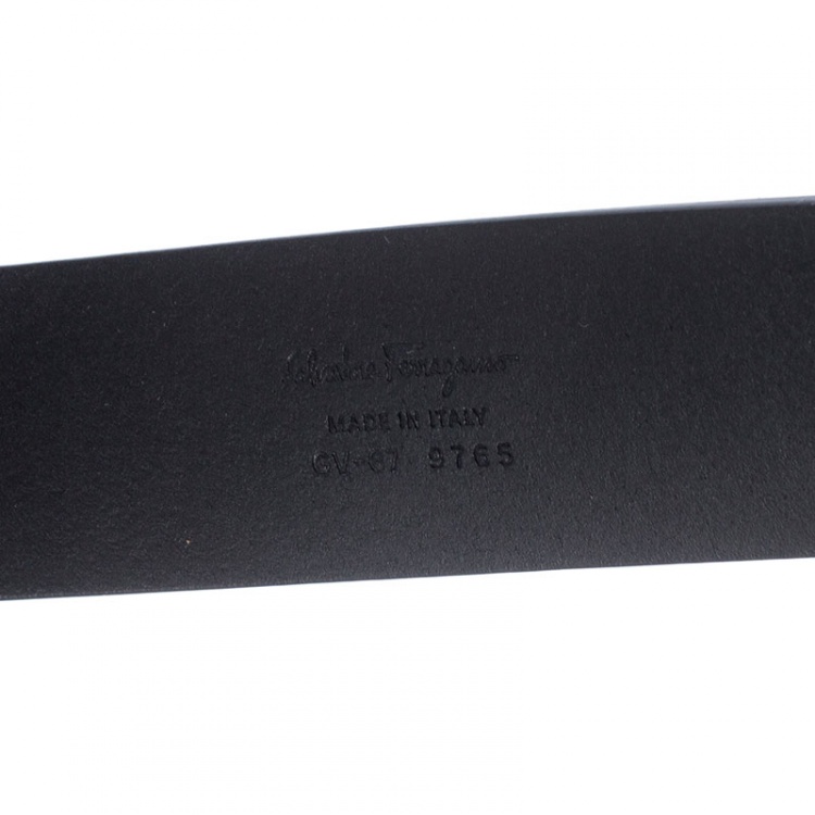 Pre Owned Salvatore Ferragamo Black Leather Gancini Belt 115cm