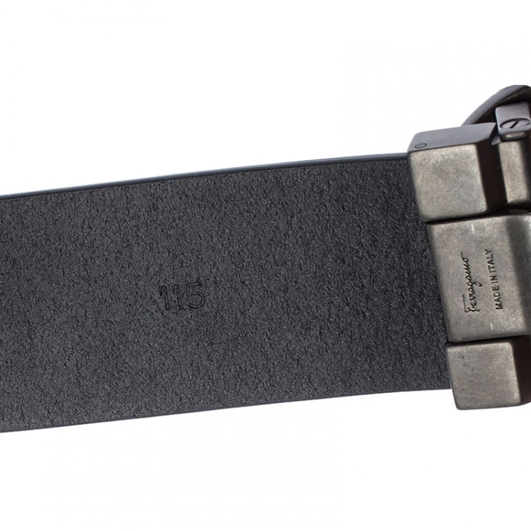 Pre Owned Salvatore Ferragamo Black Leather Gancini Belt 115cm