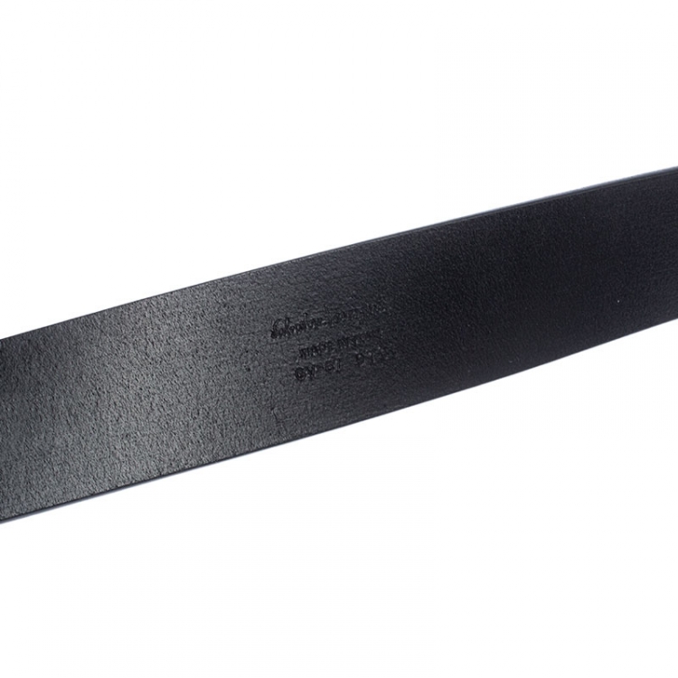 Pre Owned Salvatore Ferragamo Black Leather Gancini Belt 105 cm