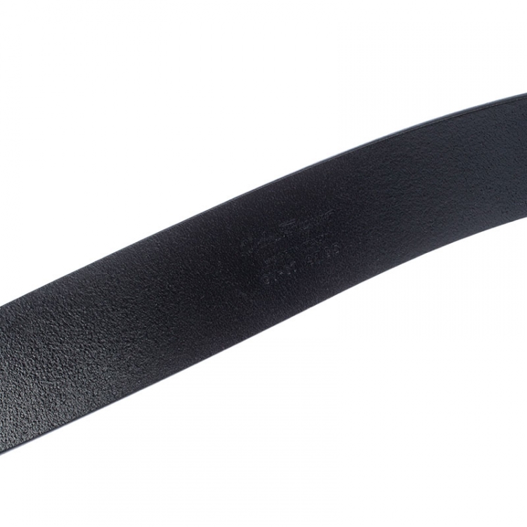 Pre Owned Salvatore Ferragamo Black Leather Gancini Belt 115CM