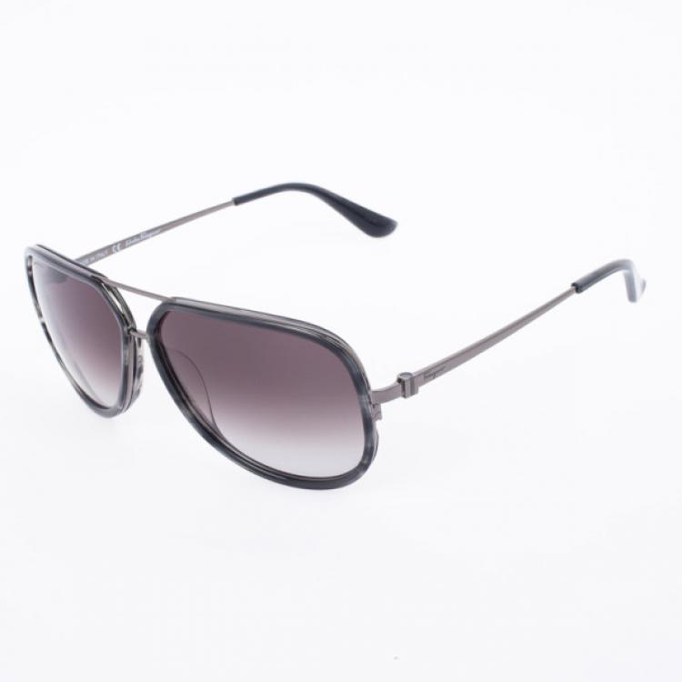 Pre Owned Salvatore Ferragamo Tortoise 637S Oversized Men's Sunglasses