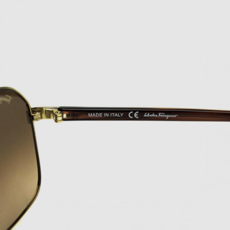 Pre Owned Salvatore Ferragamo Shiny Gold SF107S Mens Sunglasses 