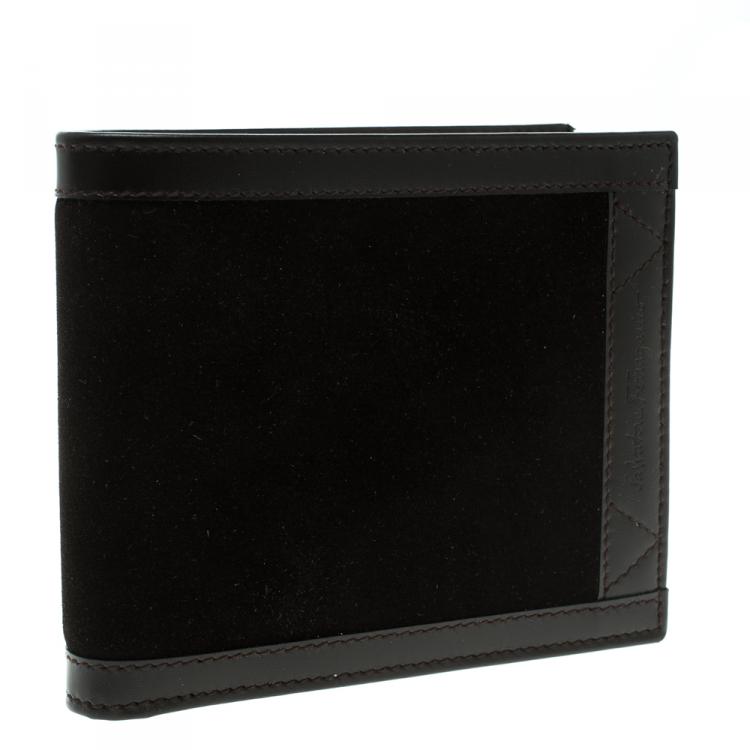 Pre Owned Salvatore Ferragamo Brown Leather and Suede Bifold Wallet