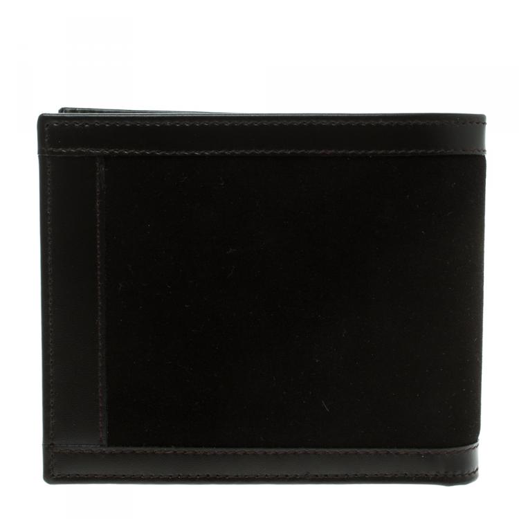 Pre Owned Salvatore Ferragamo Brown Leather and Suede Bifold Wallet