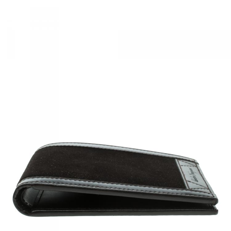 Pre Owned Salvatore Ferragamo Brown Leather and Suede Bifold Wallet