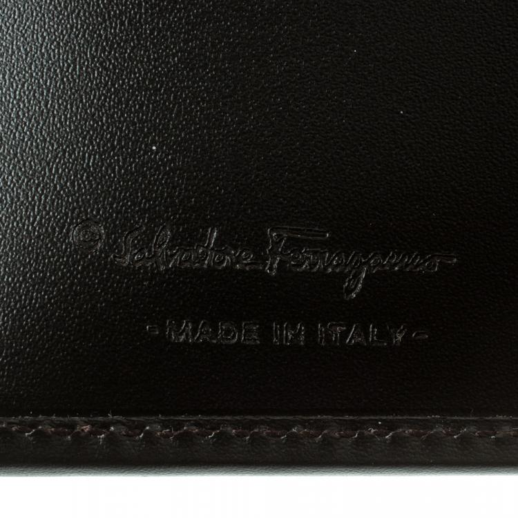 Pre Owned Salvatore Ferragamo Brown Leather and Suede Bifold Wallet