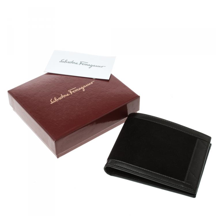 Pre Owned Salvatore Ferragamo Brown Leather and Suede Bifold Wallet