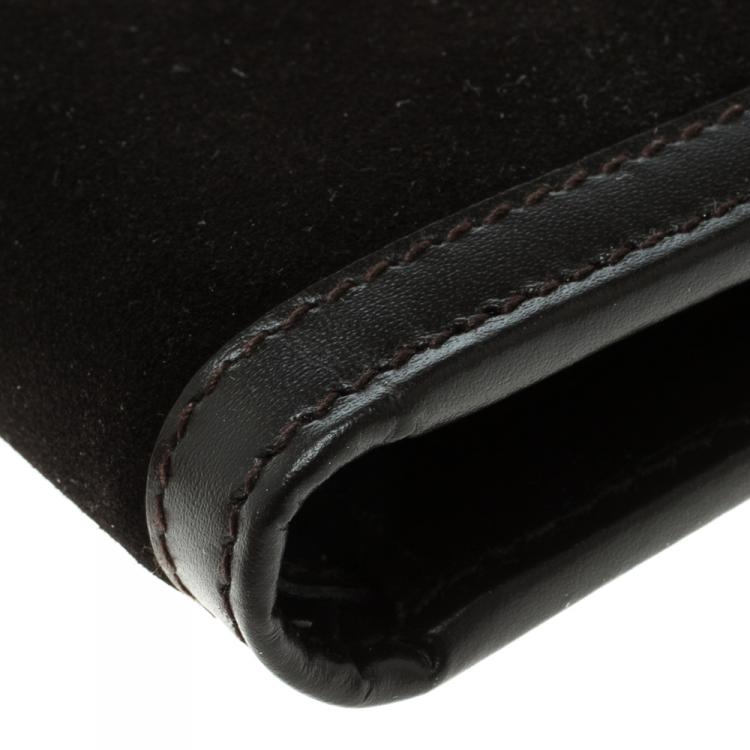Pre Owned Salvatore Ferragamo Brown Leather and Suede Bifold Wallet