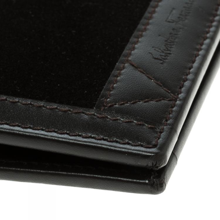 Pre Owned Salvatore Ferragamo Brown Leather and Suede Bifold Wallet