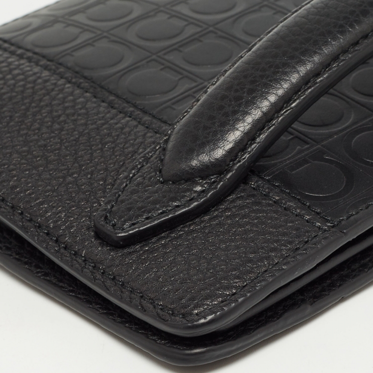 Pre Owned Salvatore Ferragamo Black Embossed Leather Firenze Gamma Clutch