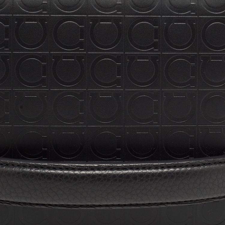 Pre Owned Salvatore Ferragamo Black Embossed Leather Firenze Gamma Clutch