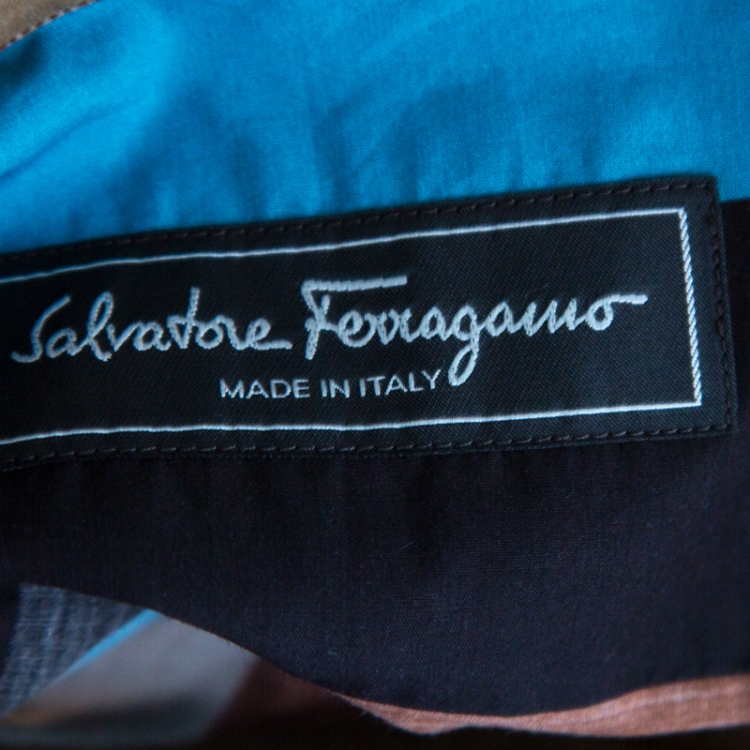 Pre Owned Salvatore Ferragamo Multicolor Wide Striped Cotton Short Sleeve Shirt XL
