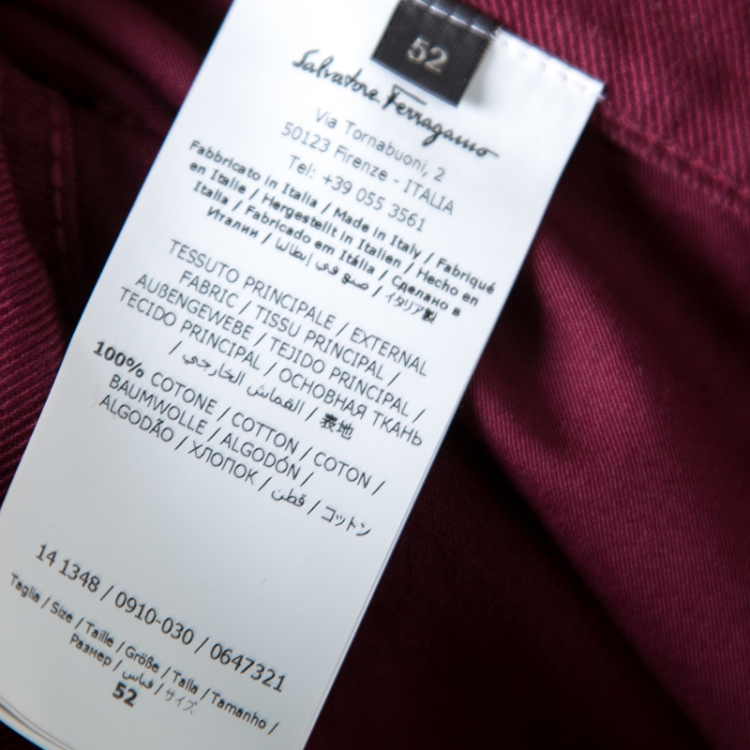 مملوكة مسبقًا Salvatore Ferragamo Burgundy Washed Denim Straight Fit Jeans XL