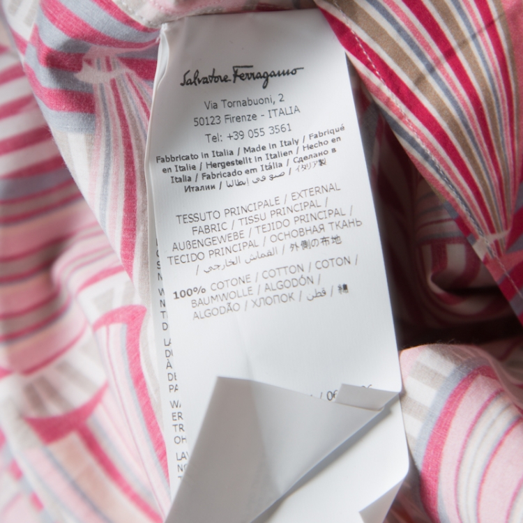 Pre Owned Salvatore Ferragamo Pink Sailboat Printed Cotton Long Sleeve Shirt L