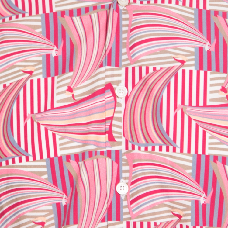 Pre Owned Salvatore Ferragamo Pink Sailboat Printed Cotton Long Sleeve Shirt L