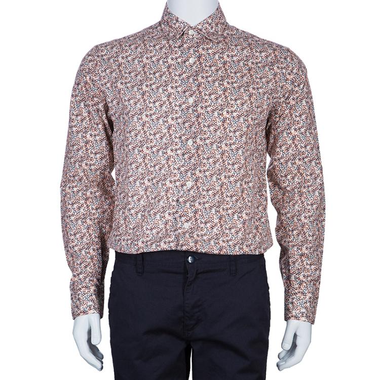 Pre Owned Salvatore Ferragamo Men's Multicolor Print Shirt M