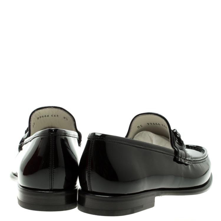 Pre Owned Salvatore Ferragamo Black Patent Leather Mason Loafers Size 41.5