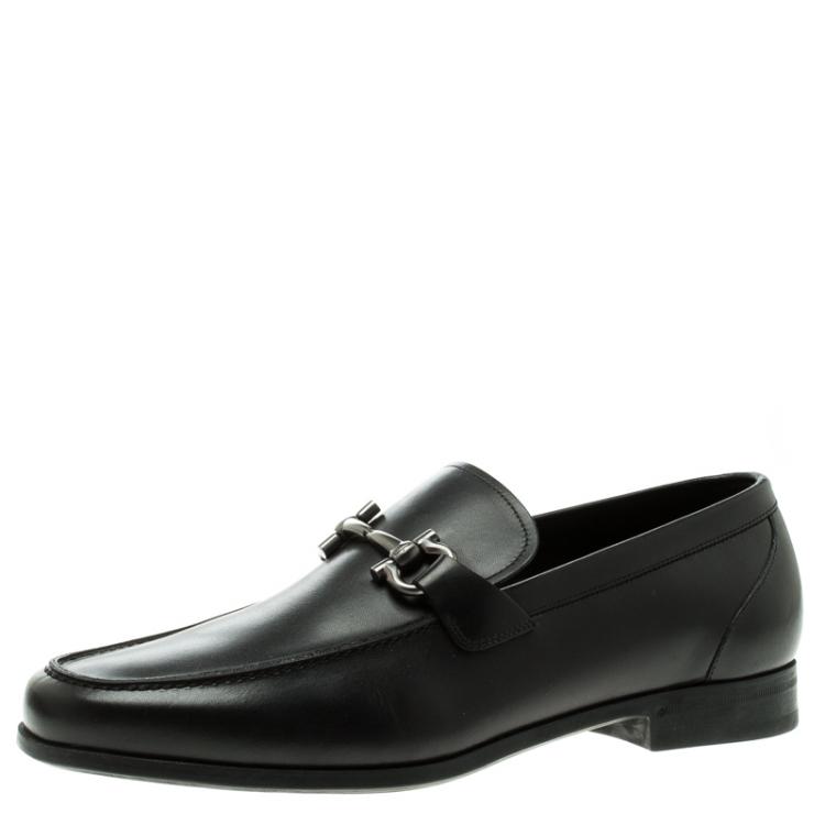 Pre Owned Salvatore Ferragamo Black Leather Tuscan Loafers Size 42.5