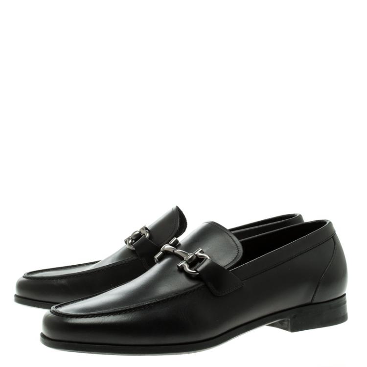 Pre Owned Salvatore Ferragamo Black Leather Tuscan Loafers Size 42.5