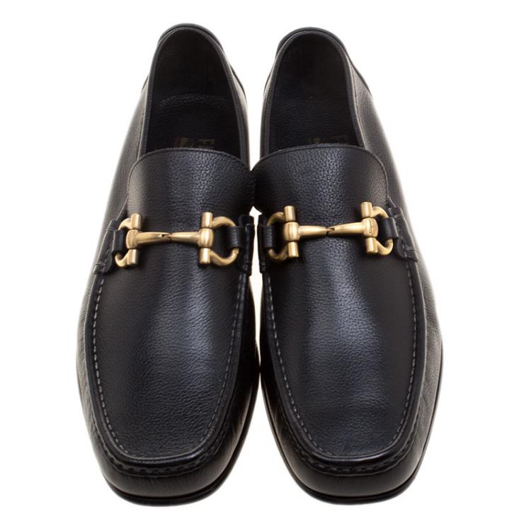 مملوكة مسبقًا Salvatore Ferragamo Black Leather Gancini Bit Loafers Size 42