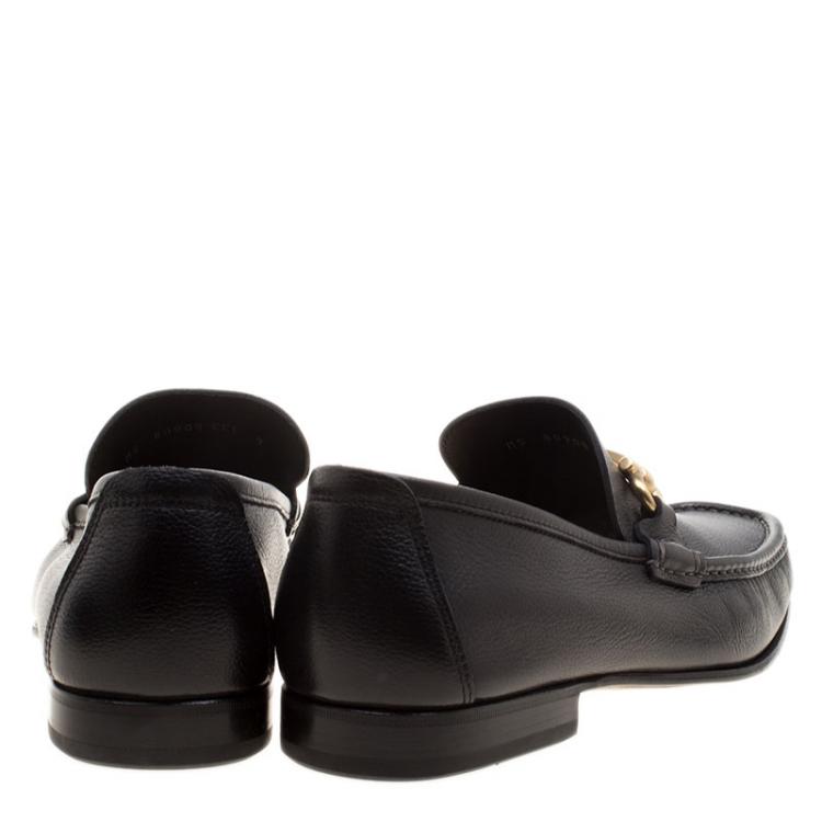 مملوكة مسبقًا Salvatore Ferragamo Black Leather Gancini Bit Loafers Size 42