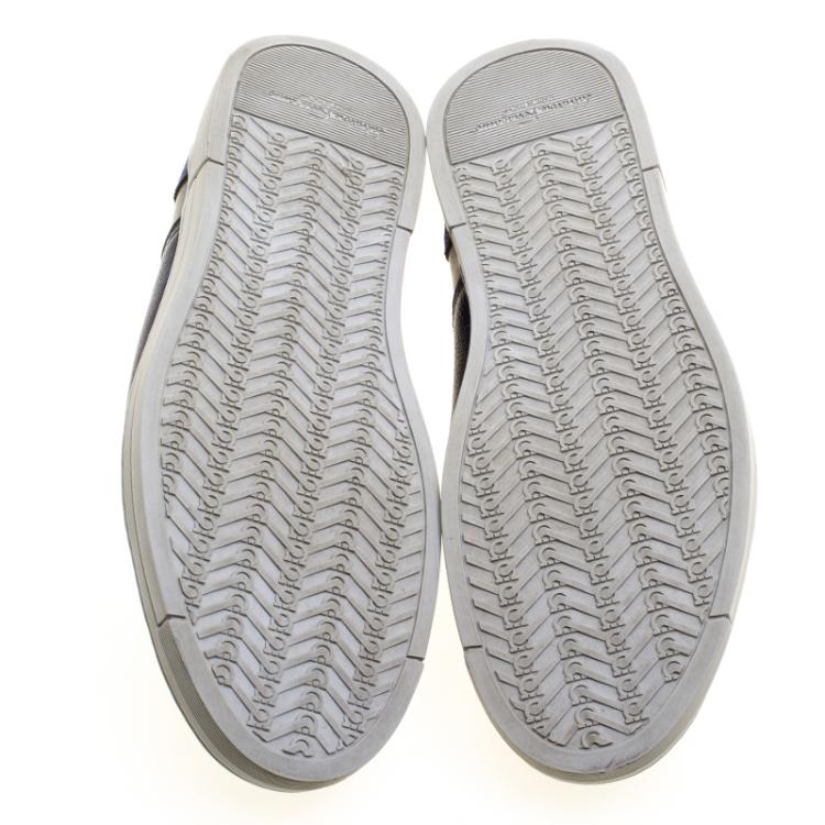 مملوكة مسبقًا Salvatore Ferragamo Blue Leather Slip On Sneakers Size 42.5