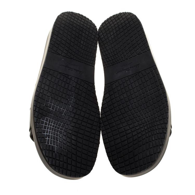 Pre Owned Salvatore Ferragamo Brown Leather Lutfi Slides Size 42