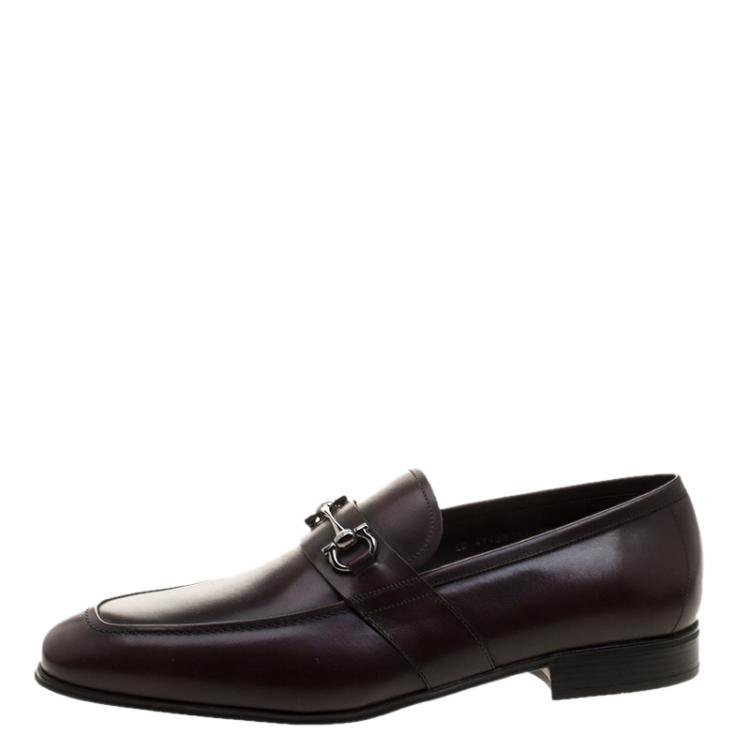 Pre Owned Salvatore Ferragamo Brown Leather Germain Bit Loafers Size 45
