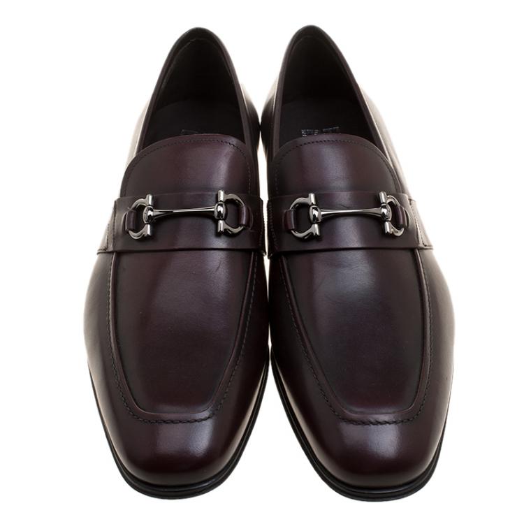 Pre Owned Salvatore Ferragamo Brown Leather Germain Bit Loafers Size 45