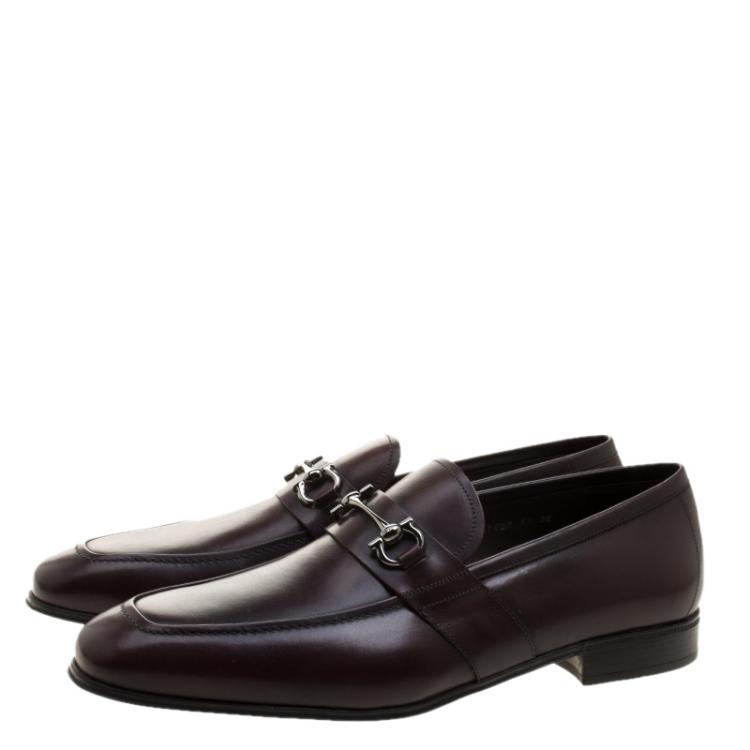 Pre Owned Salvatore Ferragamo Brown Leather Germain Bit Loafers Size 45