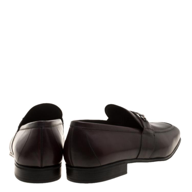 Pre Owned Salvatore Ferragamo Brown Leather Germain Bit Loafers Size 45