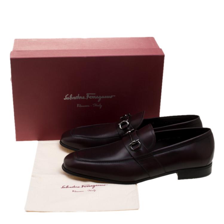 Pre Owned Salvatore Ferragamo Brown Leather Germain Bit Loafers Size 45