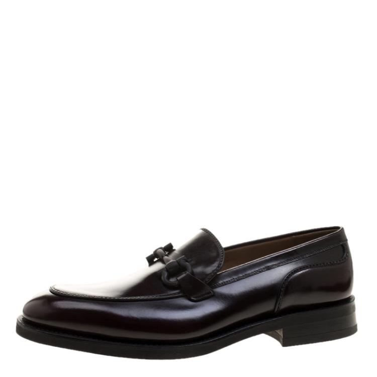 Pre Owned Salvatore Ferragamo Dark Brown Leather Falcone Loafers Size 44
