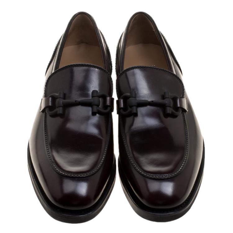 Pre Owned Salvatore Ferragamo Dark Brown Leather Falcone Loafers Size 44