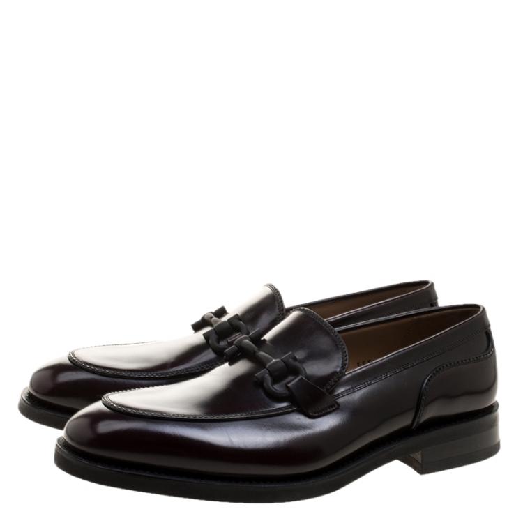 Pre Owned Salvatore Ferragamo Dark Brown Leather Falcone Loafers Size 44