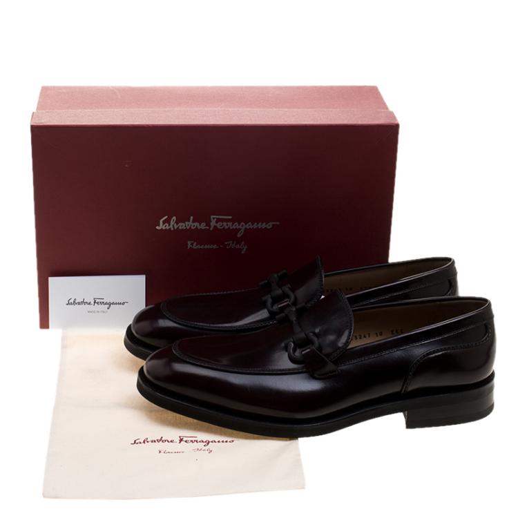 Pre Owned Salvatore Ferragamo Dark Brown Leather Falcone Loafers Size 44