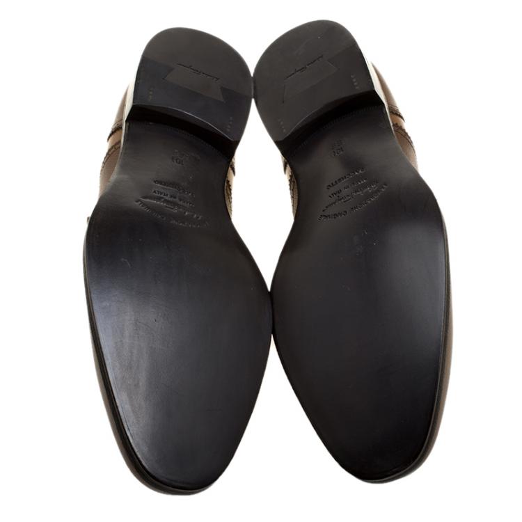 Pre Owned Salvatore Ferragamo Brown Leather Liverpool Moccasins Size 44.5
