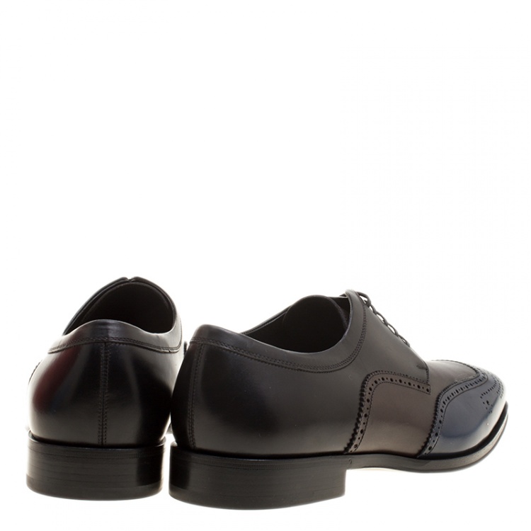 مملوكة مسبقًا Salvatore Ferragamo Tricolor Brogue Leather Murano Derby Size 43.5