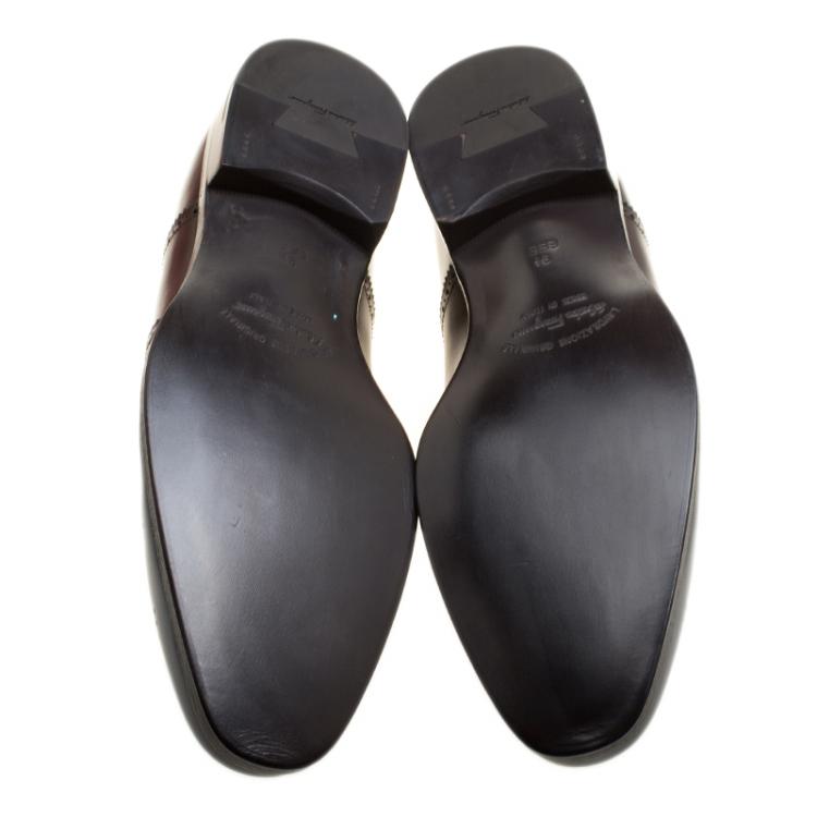 مملوكة مسبقًا Salvatore Ferragamo Tricolor Brogue Leather Murano Derby Size 43.5