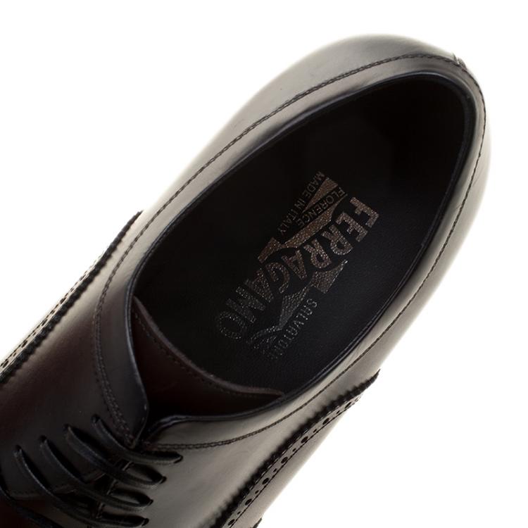 مملوكة مسبقًا Salvatore Ferragamo Tricolor Brogue Leather Murano Derby Size 43.5