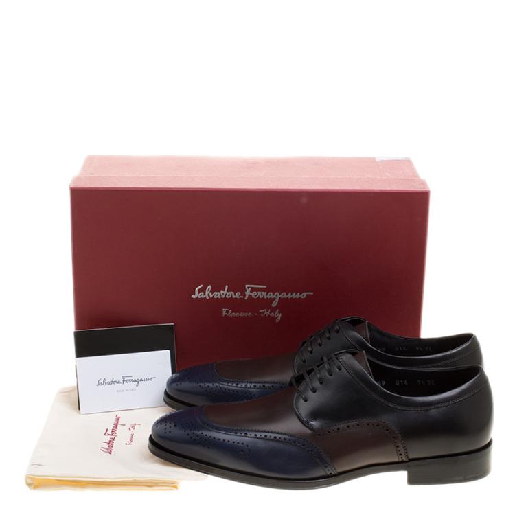 مملوكة مسبقًا Salvatore Ferragamo Tricolor Brogue Leather Murano Derby Size 43.5