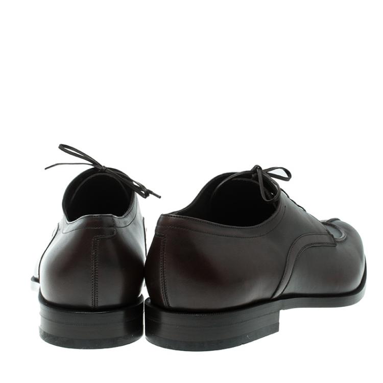 مملوكة مسبقًا Salvatore Ferragamo Brown Leather Gustav Lace Up Derby Size 44.5