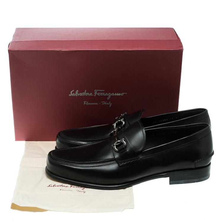 Pre Owned Salvatore Ferragamo Black Leather Gardel Loafers Size 45