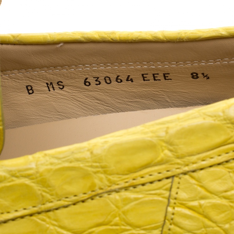 مملوكة مسبقًا Salvatore Ferragamo Yellow Crocodile Leather Parigi Bit Loafers Size 42.5