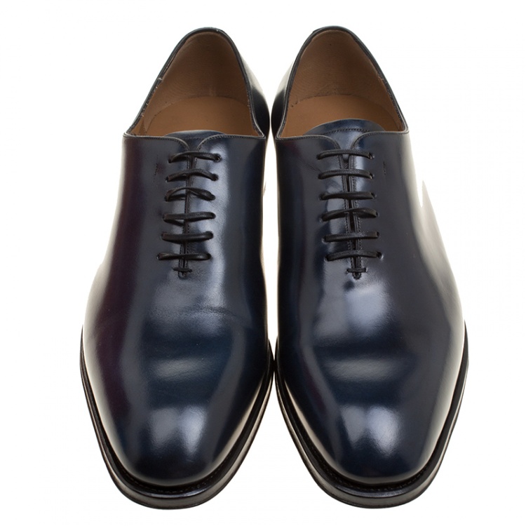 Pre Owned Salvatore Ferragamo Oxford Blue Leather Carmelo Oxfords Size 45