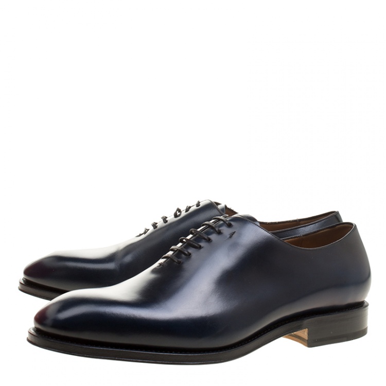 Pre Owned Salvatore Ferragamo Oxford Blue Leather Carmelo Oxfords Size 45